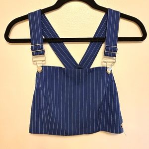 Blue and White Cropped Steampunk Top Size S